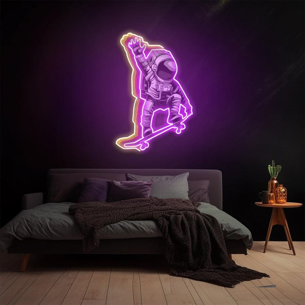 Skating Astronaut - LED Neon Sign - NeonNiche