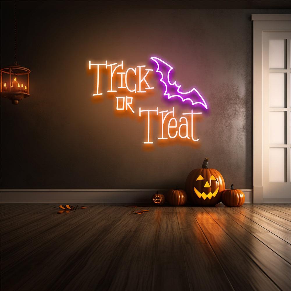 Trick or Treat Bat LED Neon Sign - NeonNiche