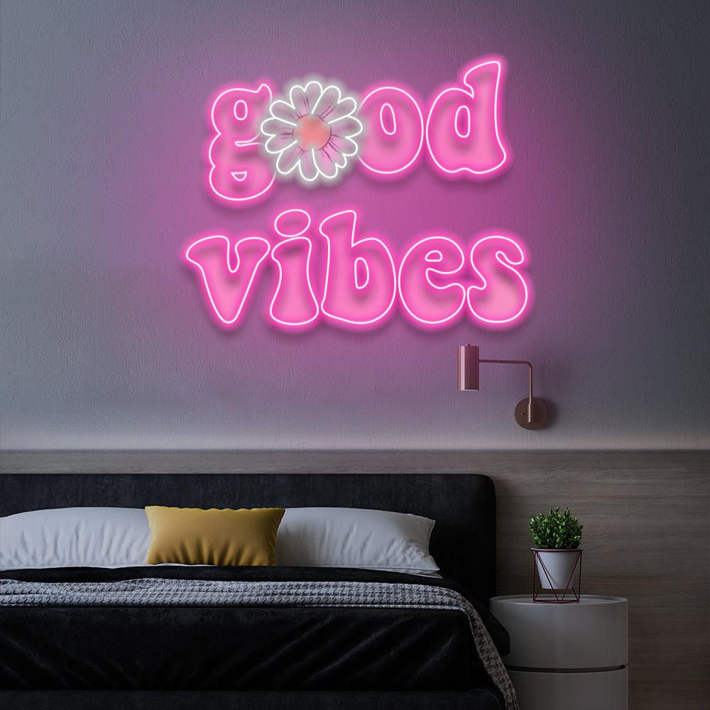 Good Vibes Flower - LED Neon Sign - NeonNiche