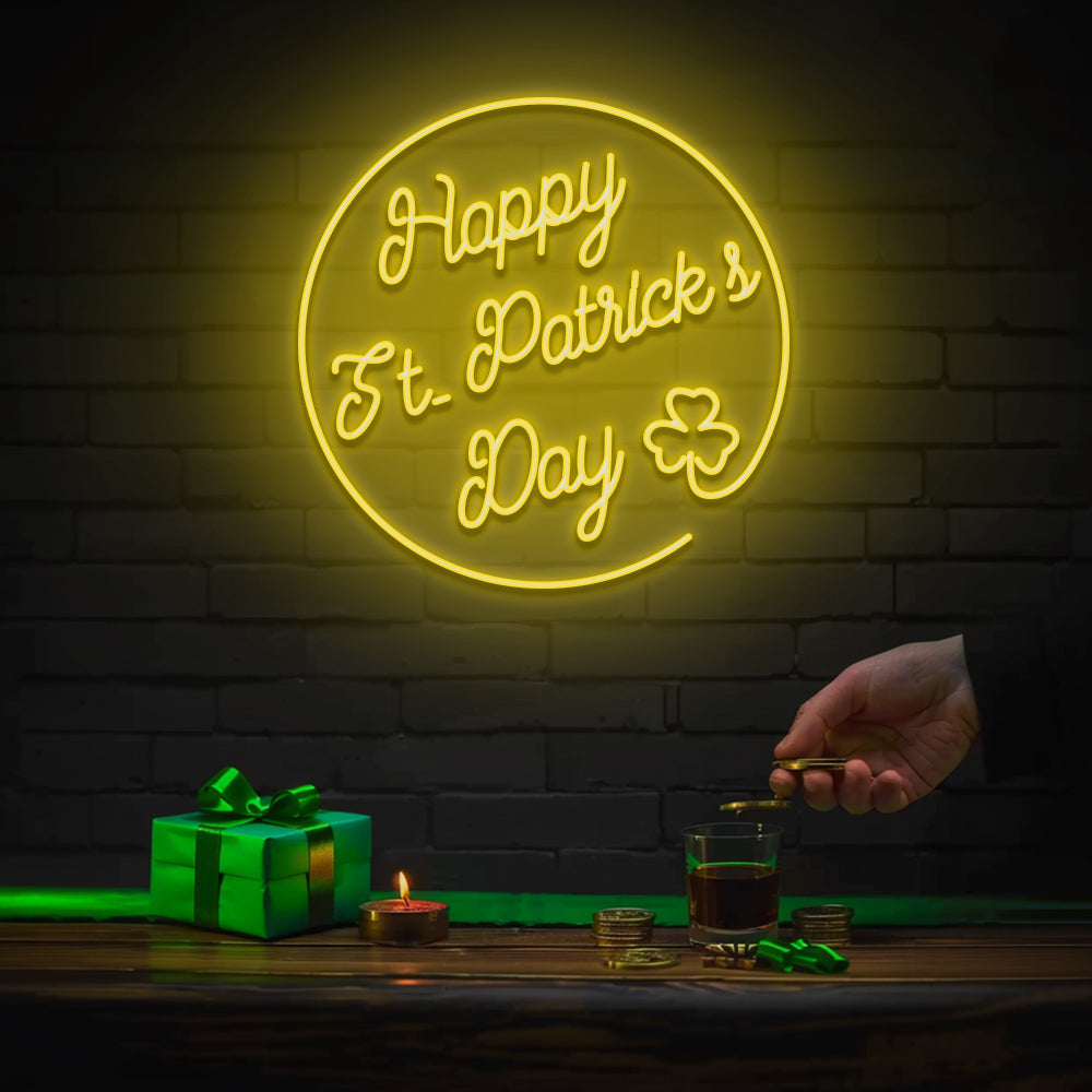 Happy St.Patrick's Day Circle - LED Neon Sign