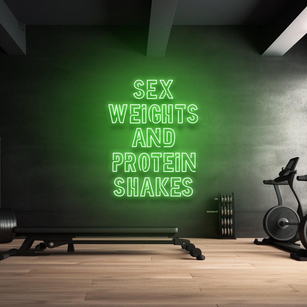 Sex Weights and Protein Shakes - LED Neon Sign - NeonNiche