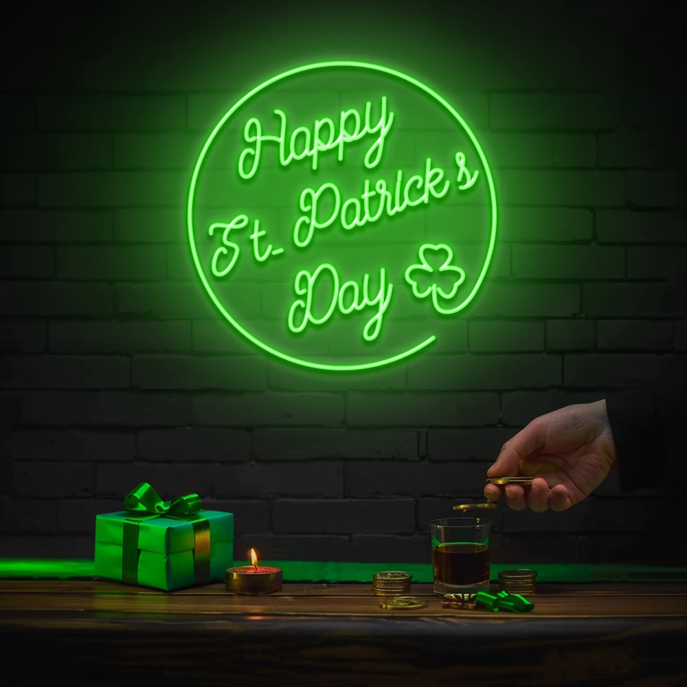 Happy St.Patrick's Day Circle - LED Neon Sign