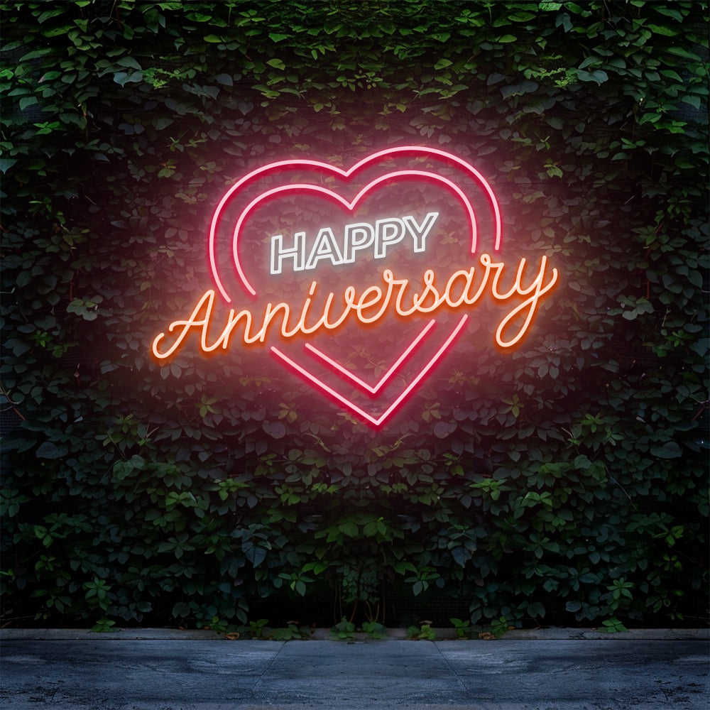 Happy Anniversary Heart - LED Neon Sign