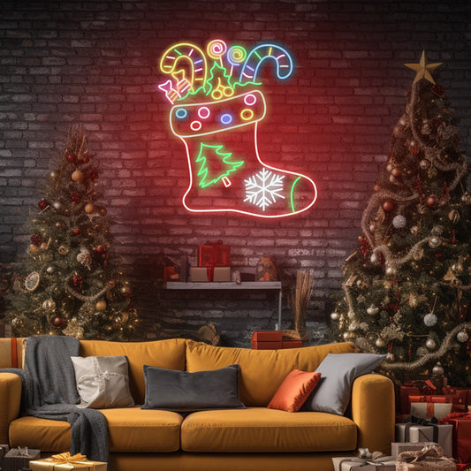 Chaussettes de Noël - Enseigne au néon LED