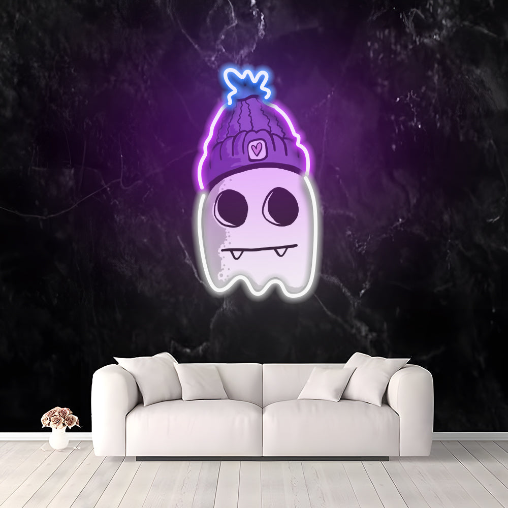 Ghost with Hat - LED Neon Sign