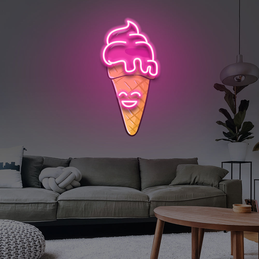 Happy Ice Cream - Enseigne au néon LED