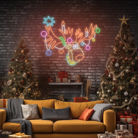 Navidad de renos - Letrero de neón LED