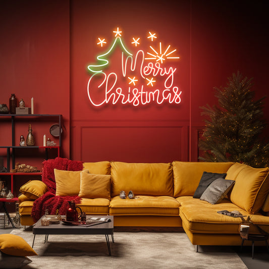 Merry Christmas Tree - LED Neon Sign