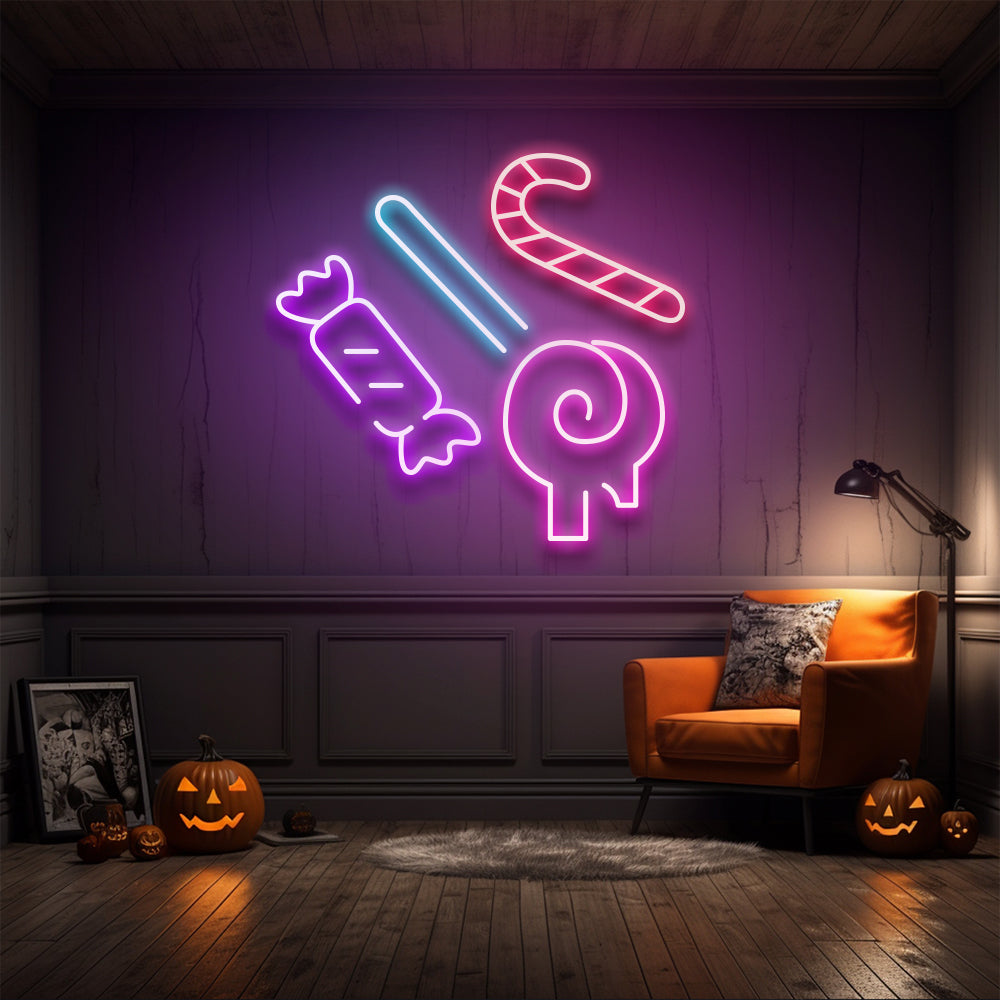 Letrero de neón LED de caramelo de Halloween