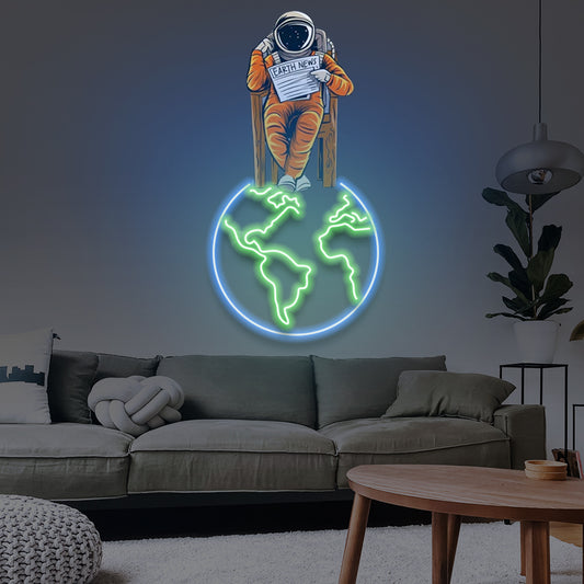 Astronaute du monde - Enseigne au néon LED