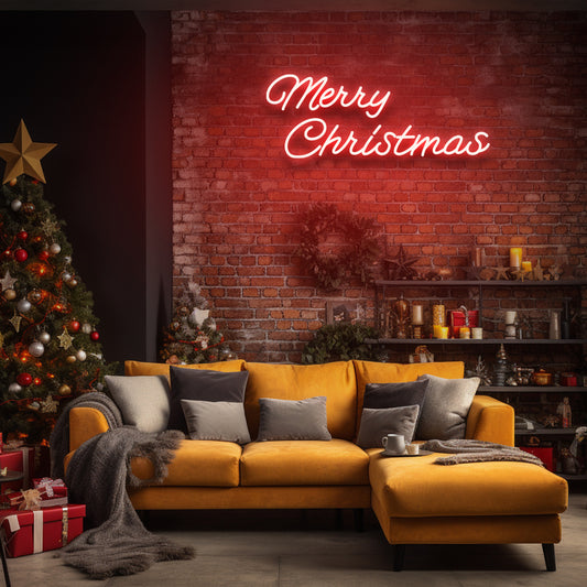 Merry Christmas Cursive Font - LED Neon Sign - NeonNiche