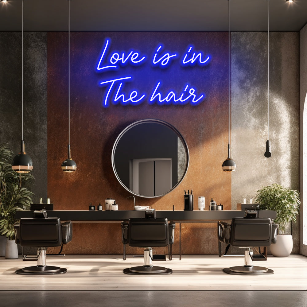 El amor está en el cabello - Letrero de neón LED