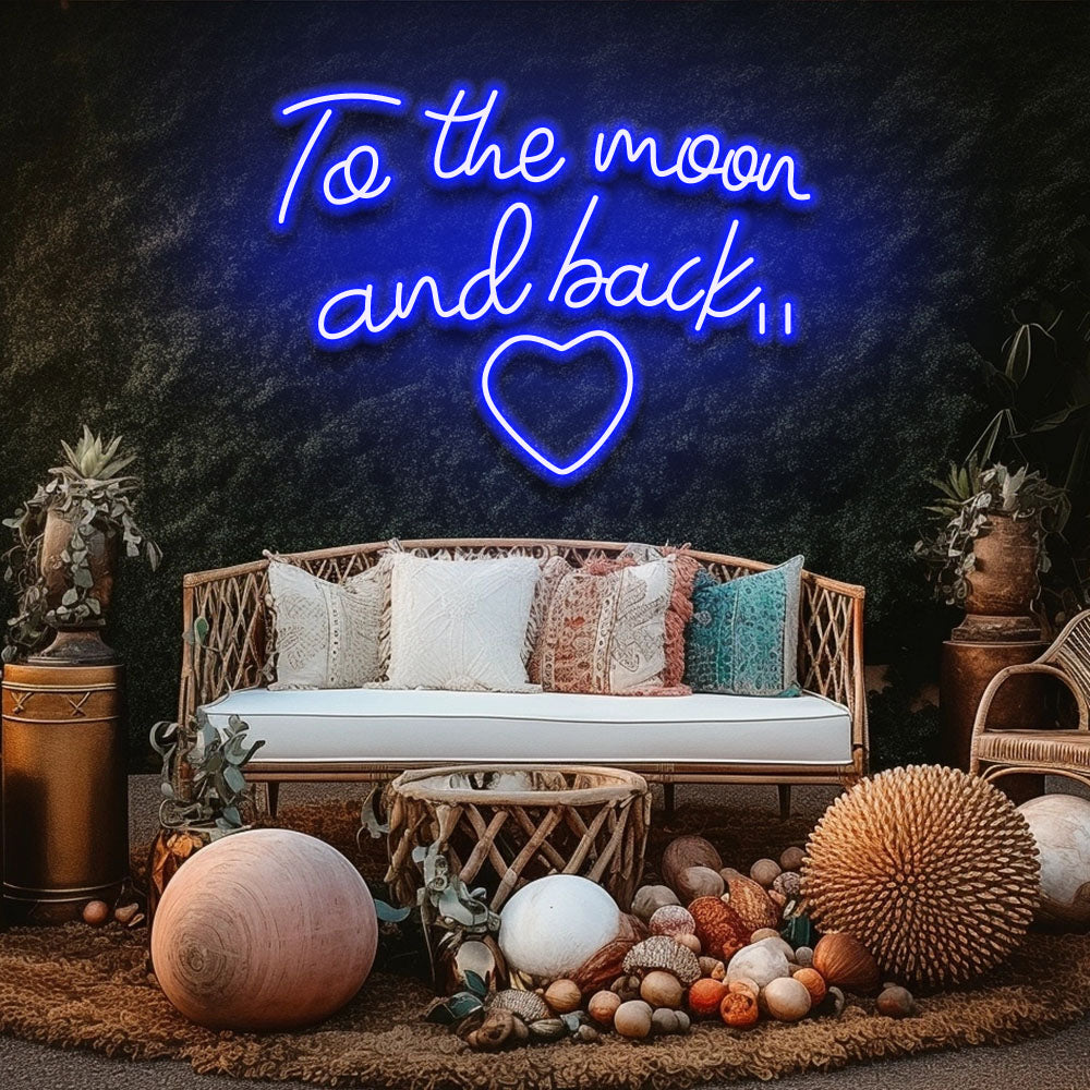 To The Moon And Back (Heart) - LED Neon Sign