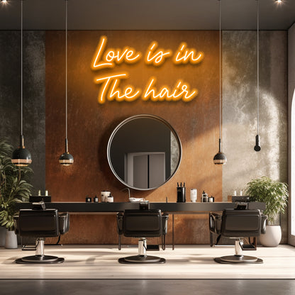 L'amour est dans les cheveux - Enseigne au néon LED