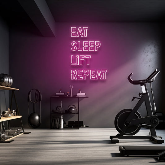 Eat Sleep Lift Repetir - Letrero de neón LED
