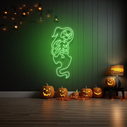 Letrero de neón LED fantasma esqueleto