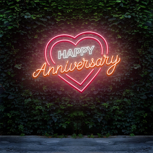 Happy Anniversary Heart - LED Neon Sign