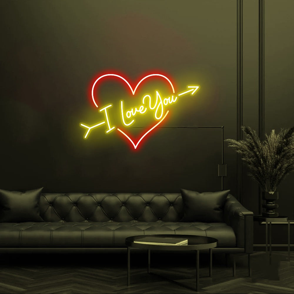 I Love You Heart With Arrow - LED Neon Sign